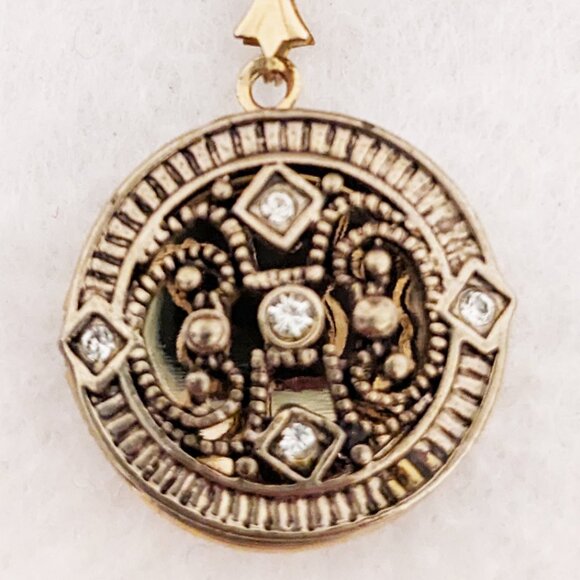 Handmade Double Strand Gold Pearl and Crystal Necklace with Photo Locket - Picture 7 of 7